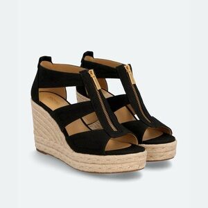 MICHAEL Michael Kors The Etta Black and Tan Wedge Sandals